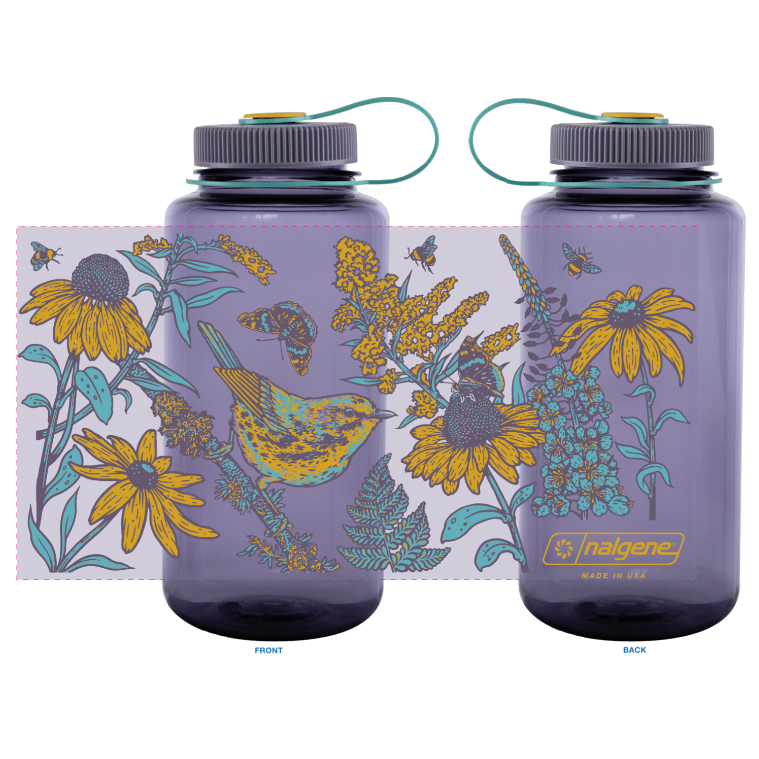 Prairie Warbler, 32oz Wide Mouth Nalgene Water Bottle