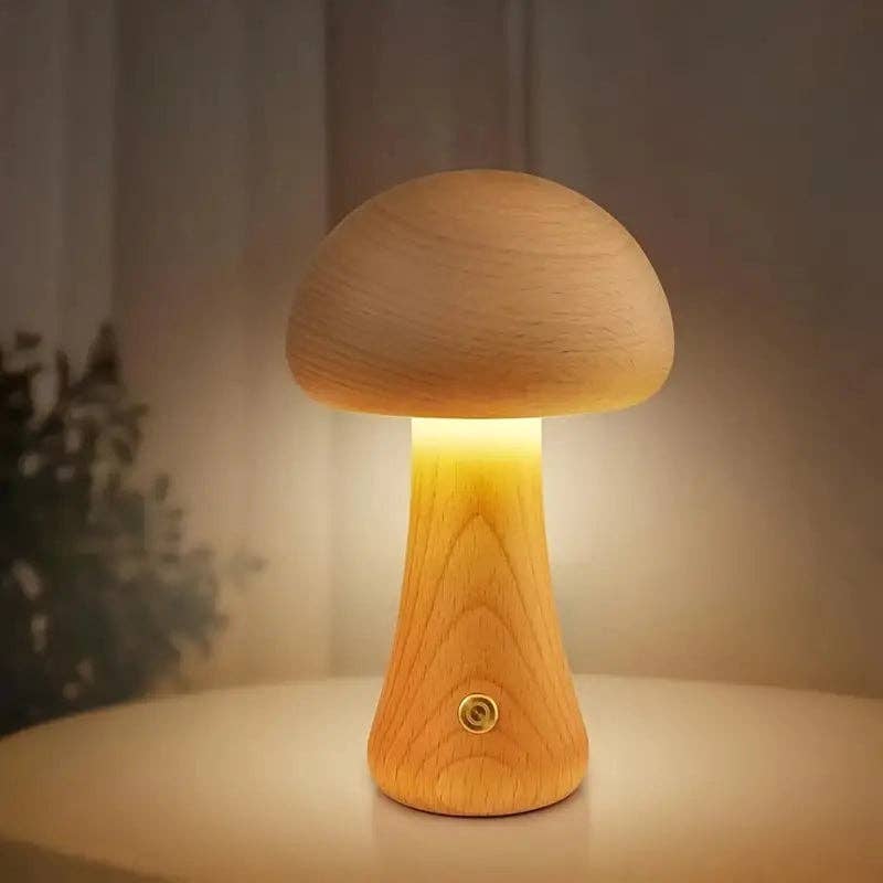 Wooden Mushroom Lamp