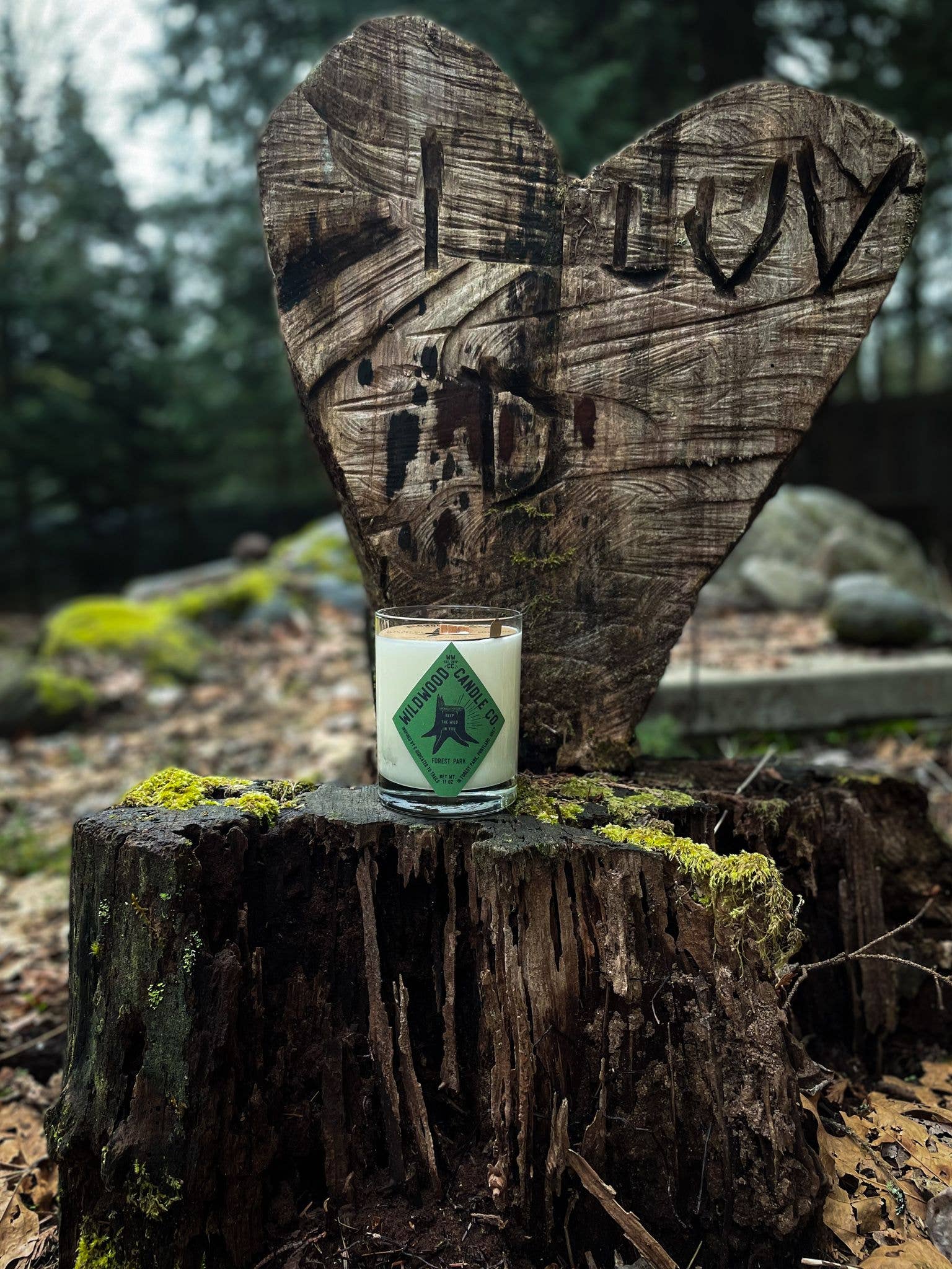 11 oz Forest Park Soy Candle - Mint Oakmoss Amber