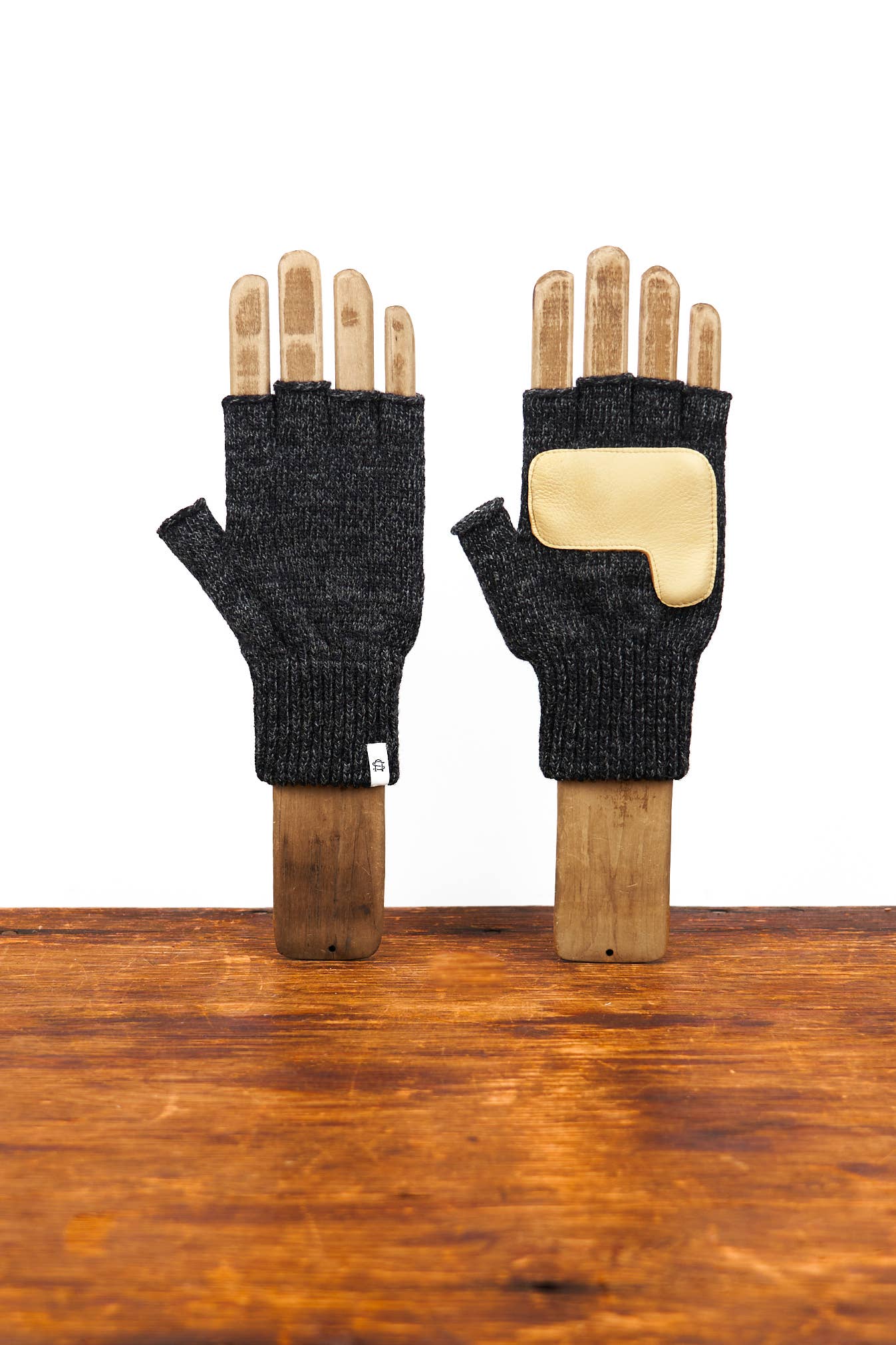 Fingerless Ragg Wool Gloves - Black Melange